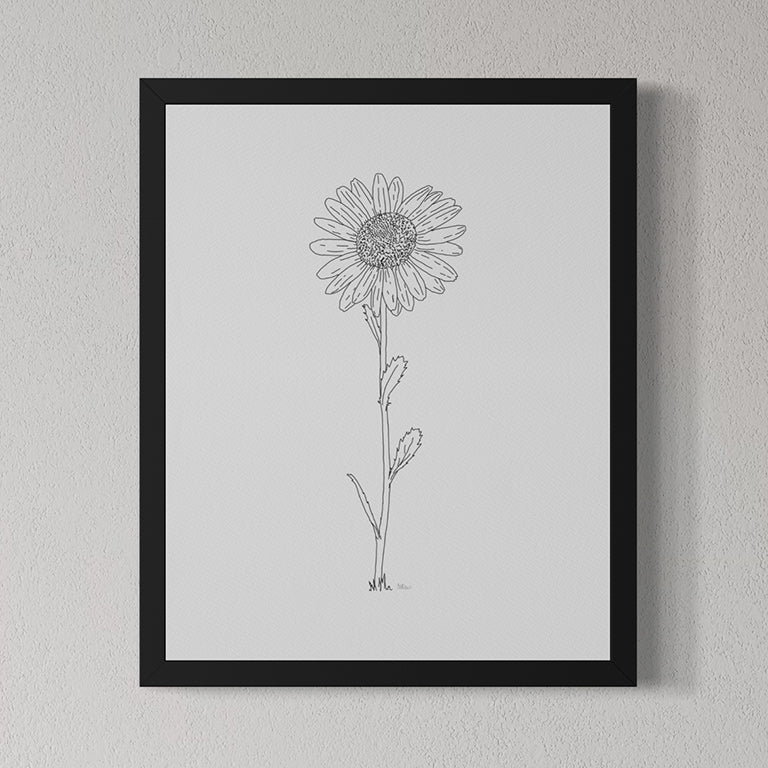 Daisy Line Drawing - Print