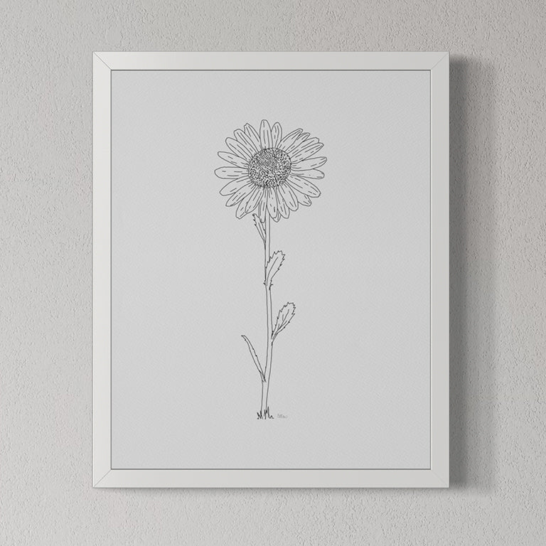 Daisy Line Drawing - Print