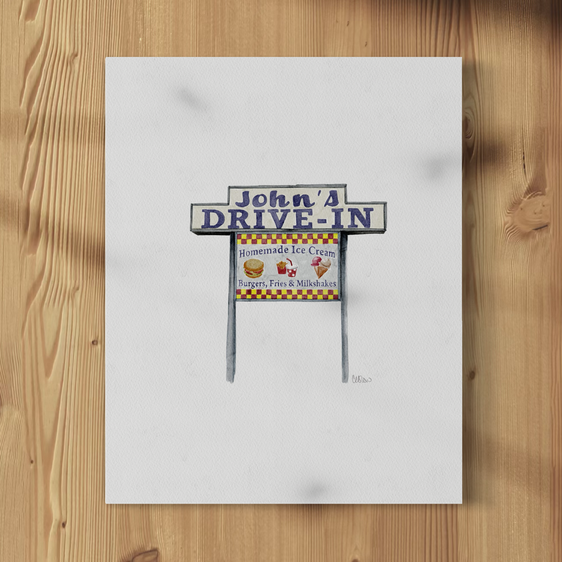 Drive In Delight Sign - Print