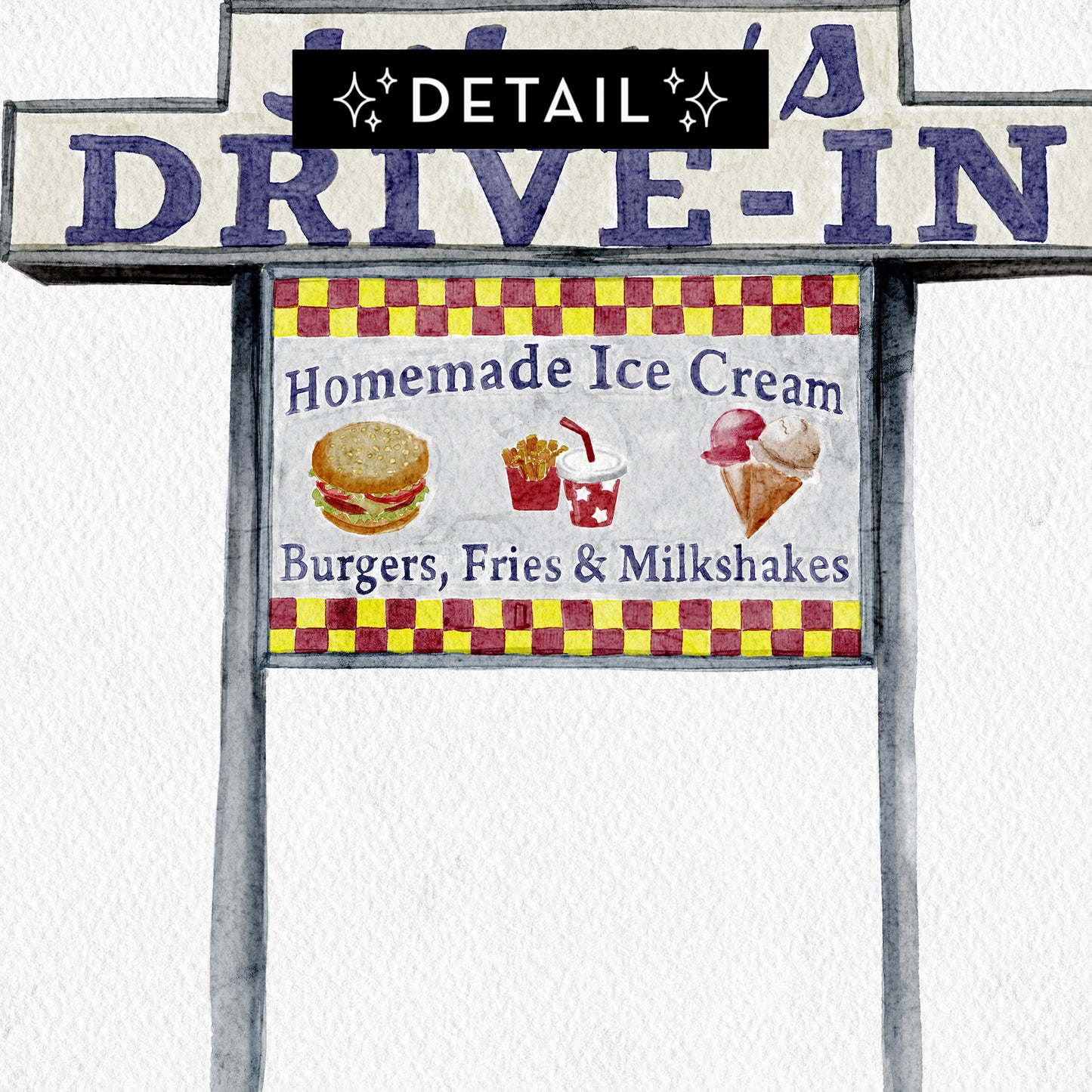 Drive In Delight Sign - Print