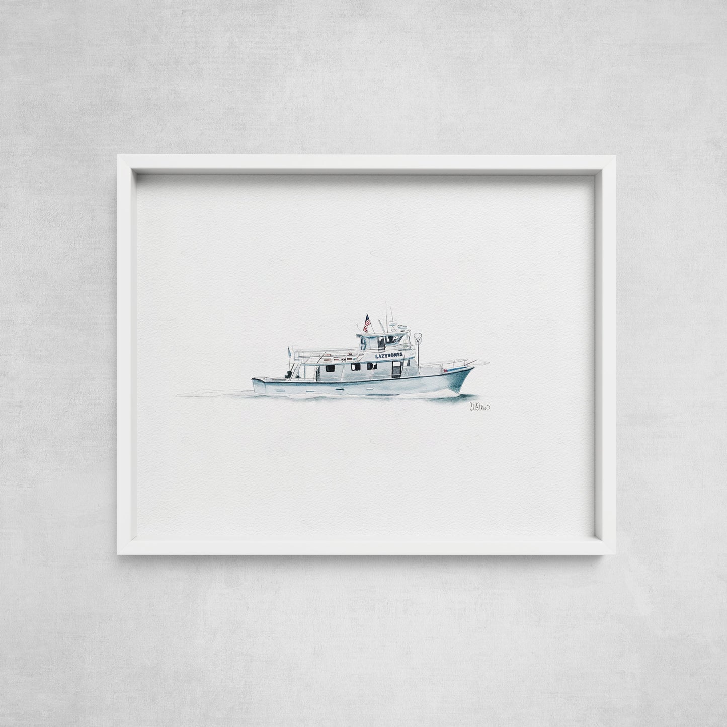 Lazybones Charter Fishing Boat - Print
