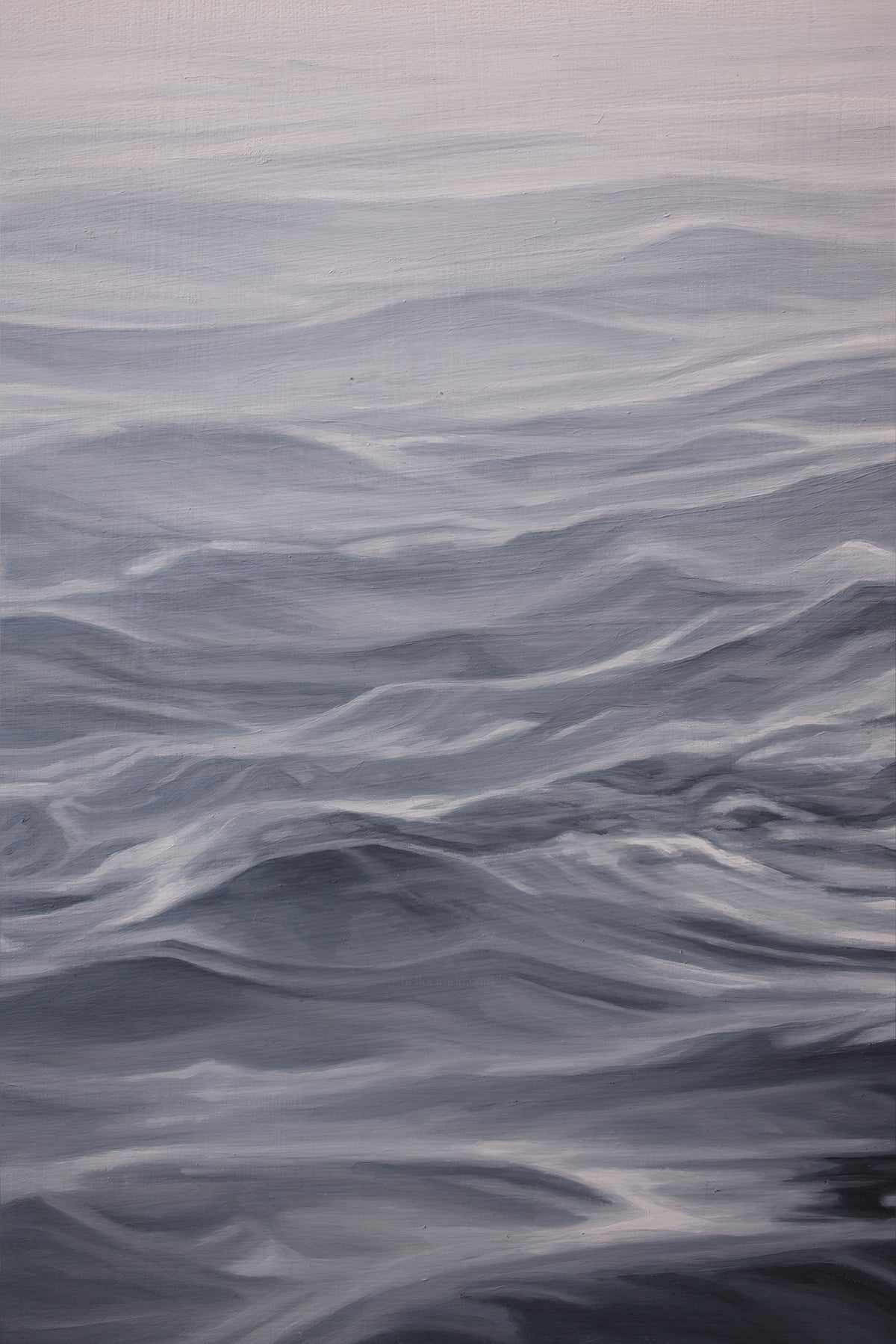 Close-up detail of painted ocean waves in Becoming, original oil painting by Candace Ceslow