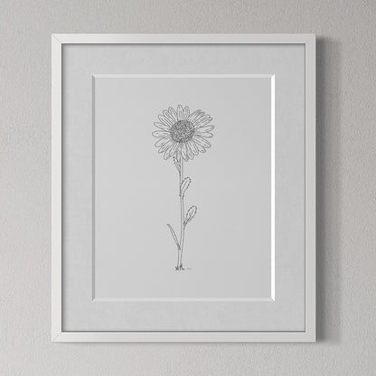 Daisy Line Drawing - Print