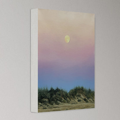 Canvas print of a landscape with a full moon on a gradient sky.
