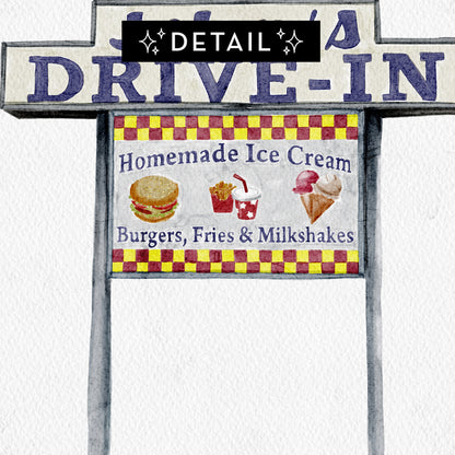 Drive In Delight Sign - Print