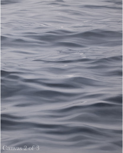 Close-up of original ocean painting from Out to Sea, IX triptych showing detailed water movement in contemporary coastal wall art.