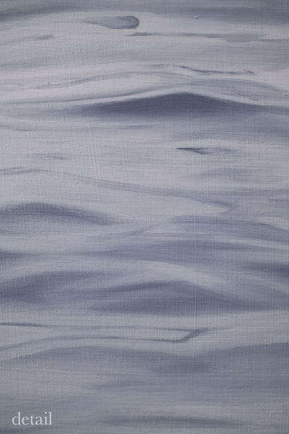 Original oil painting detail featuring deeper blue-gray wave forms and smooth blended transitions.