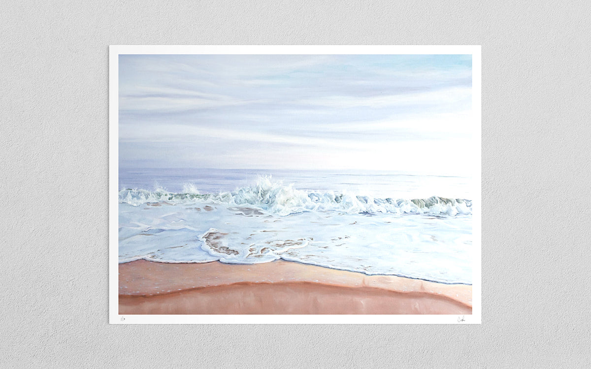 Dreamy Sunset unframed fine art print of ocean waves and beach, coastal art by Candace Ceslow